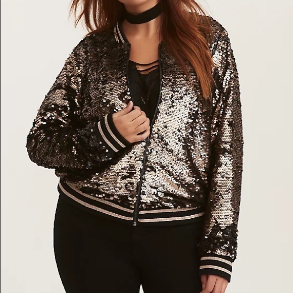 black and gold sequin bomber jacket